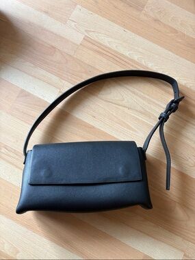 Black Faux Leather Shoulder Bag